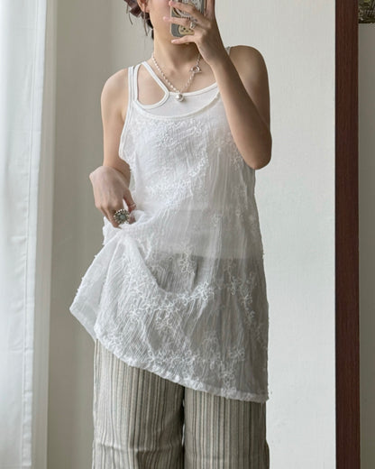 VT297 Floral Vest OPS - White | Black