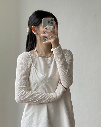 TP608 V-Neck Wrinkles Top - Ivory | Gray | Black