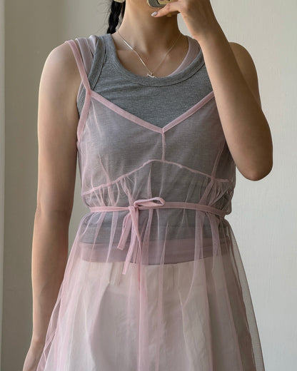 VT311 Layered Tank top - Pink | Beige | Charcoal | Gray