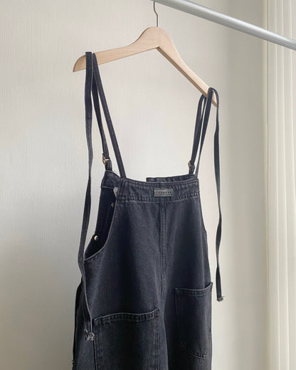 DS275 Unbalanced Overalls Denim Pants