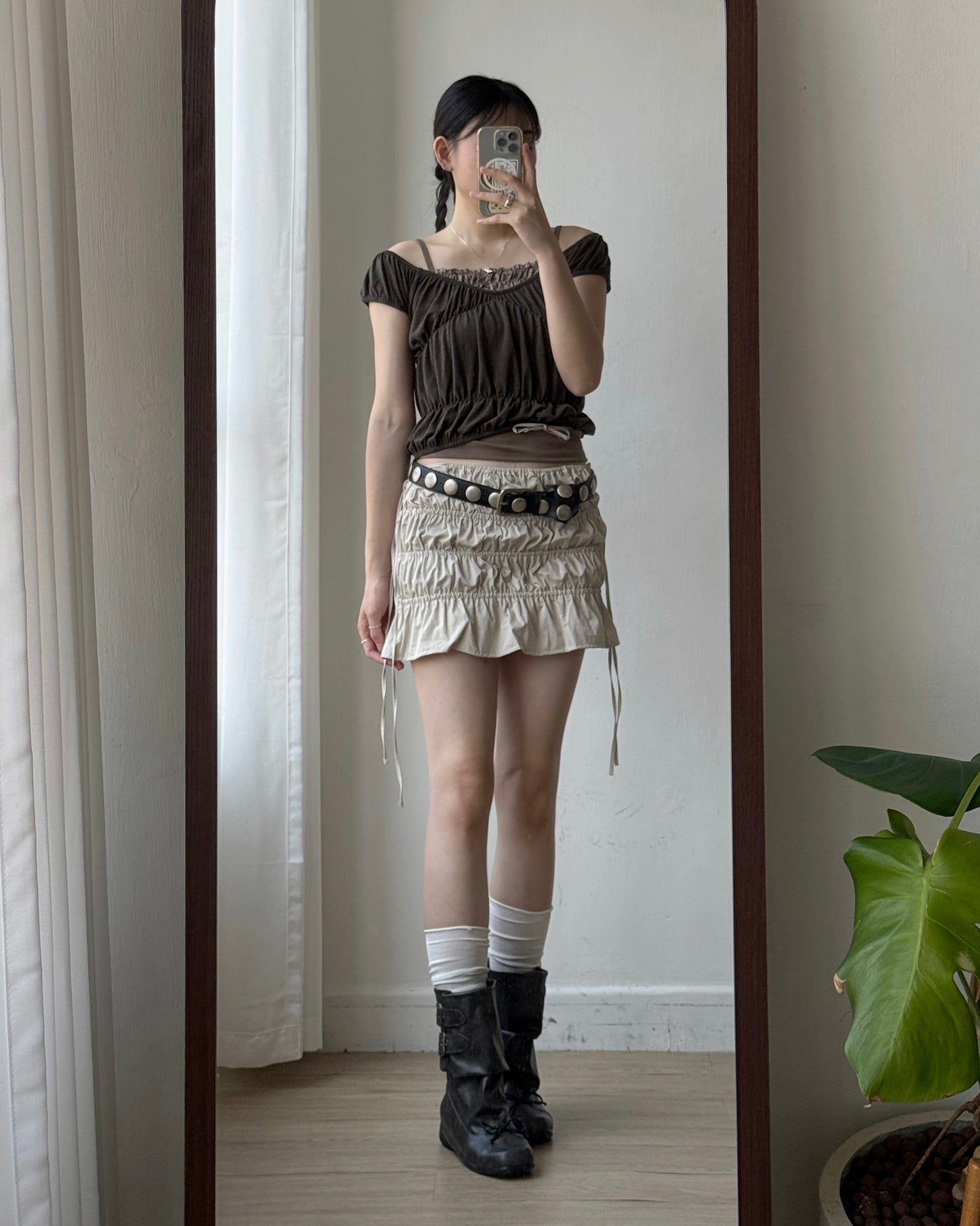 TP605 Shirred Top - Ivory | Butter | Brown