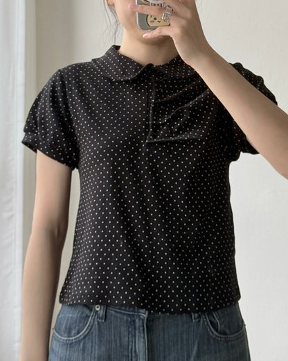 TP584 DotDot Collar TEE - White | Black