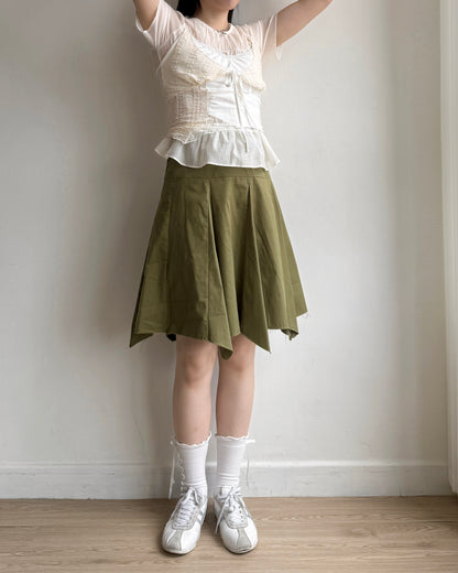 現貨 SK192 Ami Cut-out Midi Skirt - Khaki | White | Black