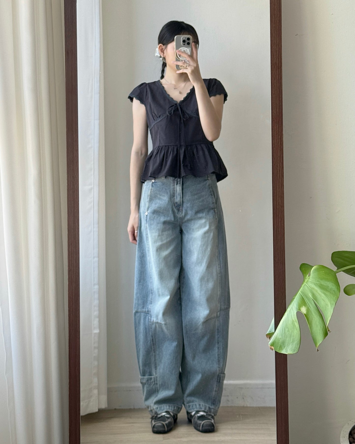 JN066 Button Wide Pants