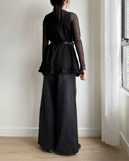 TP546 Ribbon Sheer Top - White | Pink | Black