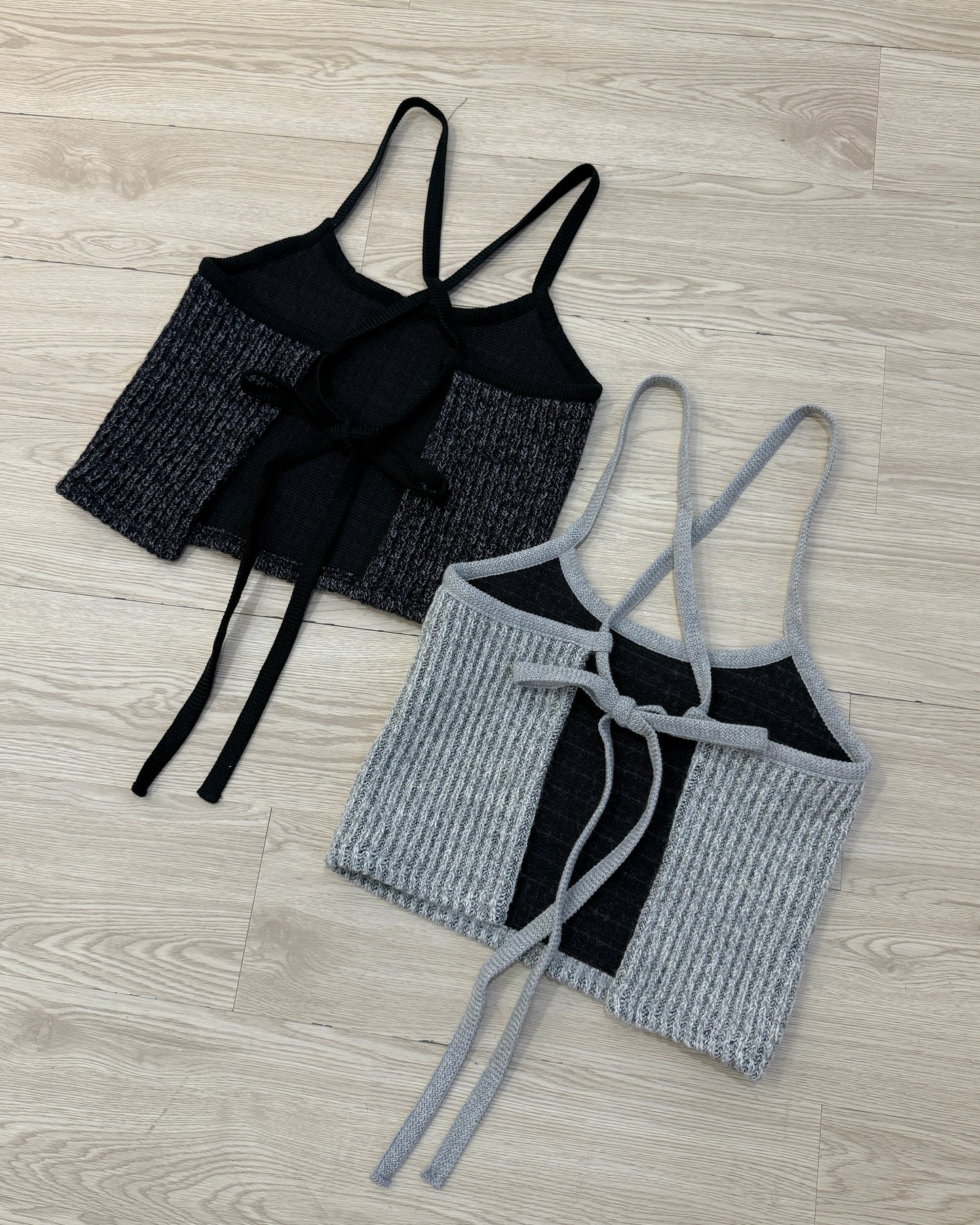 VT272 針織小背心 - Gray | Black