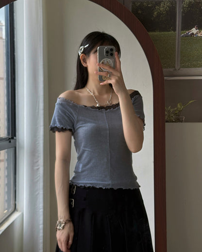 TP581 Ribbed Frill Sleeveless - Blue | White | Charcoal | Gray
