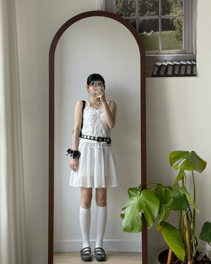 SK223 Porter Frill  Skirt - Beige | White