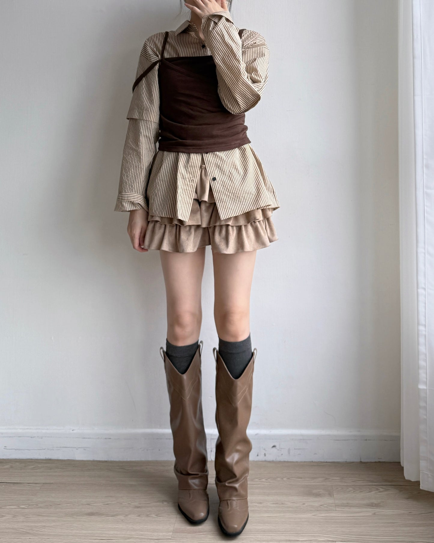 VT265 Asymmetric Vest - Brown | Dark Gray