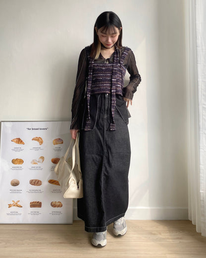 現貨 VT227 Stripe Vest - Beige | Navy