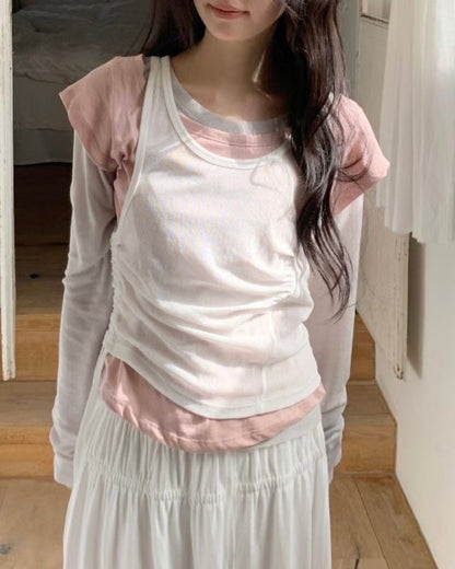 TP578 Edi Short TEE - White | Yellow | Pink | Gray | Blue | Khaki