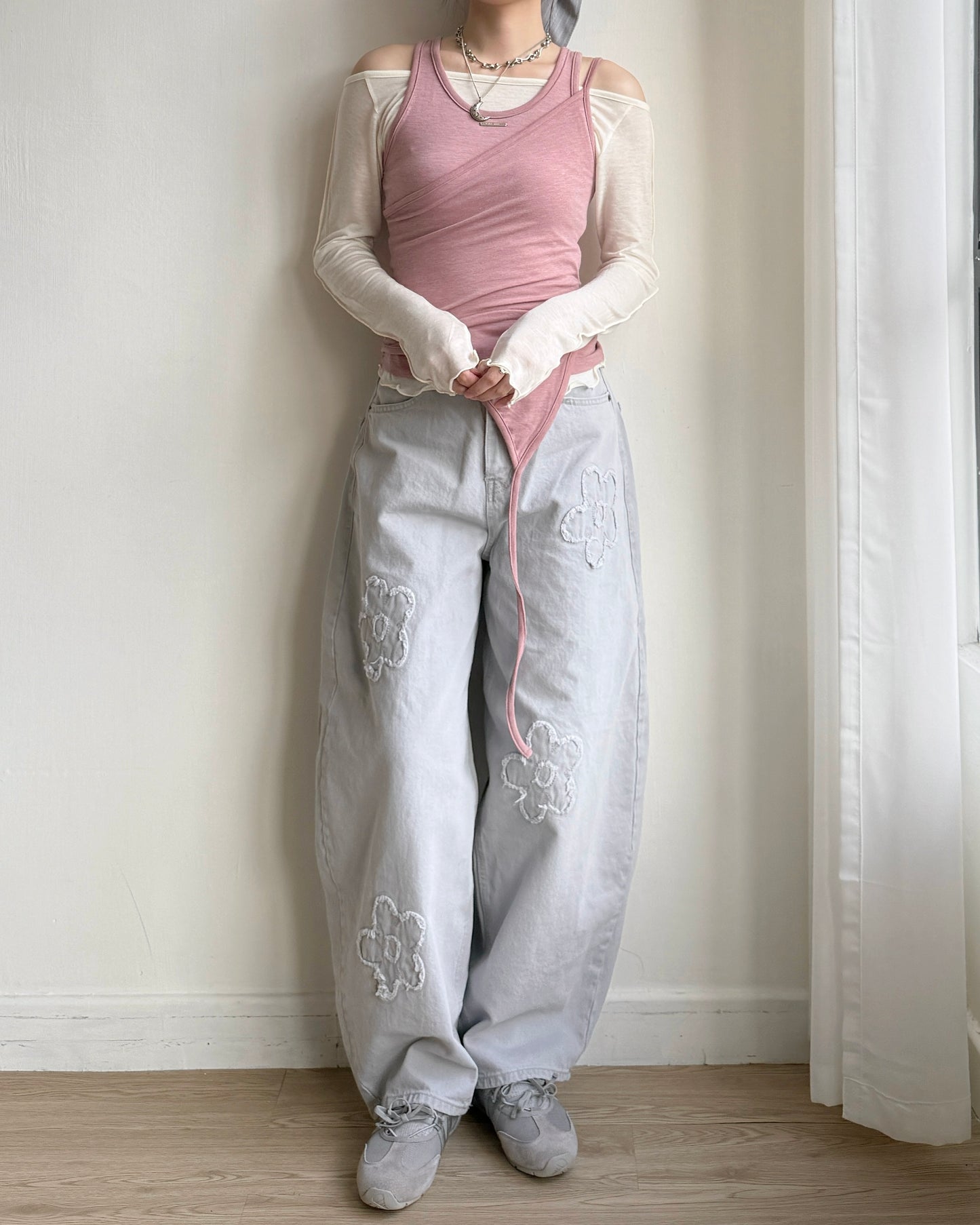 VT260 Layered Vest Set - White | Black | Pink