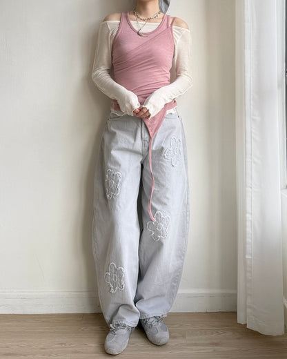 VT260 Layered Vest Set - White | Black | Pink