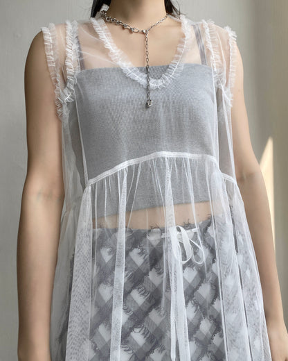 VT237 Sheer Vest - White | Black