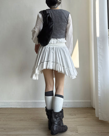 TP620 Pintuck Tie Blouse - Black | White