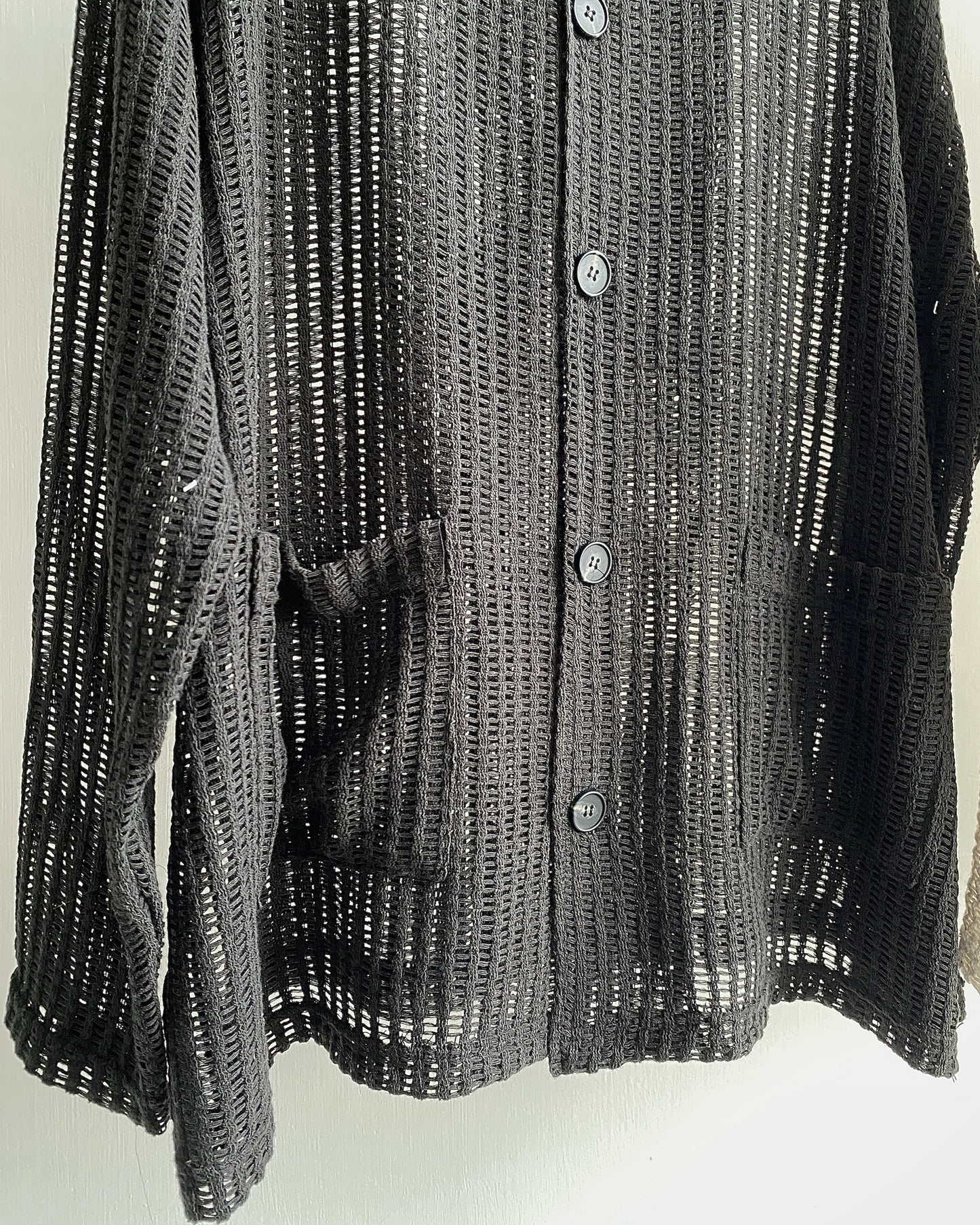 CD052 Meshed Cardigan - Ivory | Black