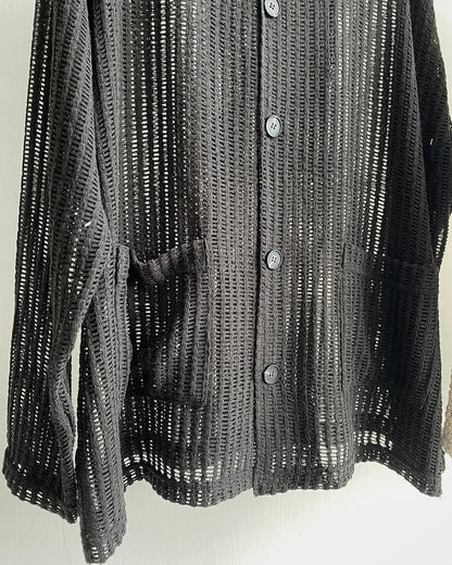 CD052 Meshed Cardigan - Ivory | Black