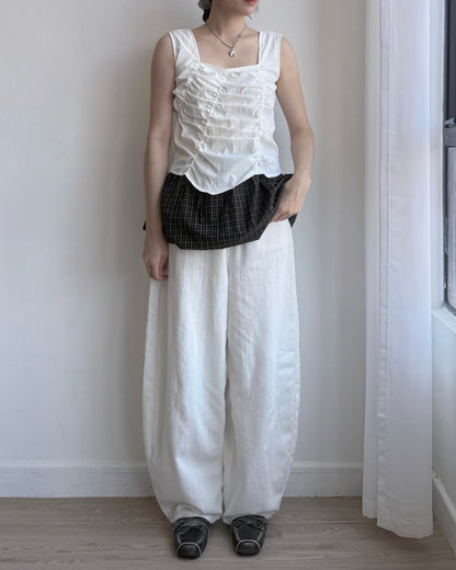 SK197 Check Balloon Skirt - Ivory | Black