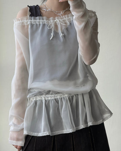 TP576 Sheer Top - White | Black