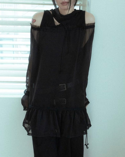 TP576 Sheer Top - White | Black