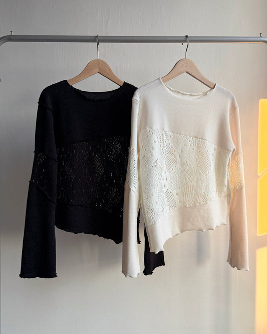 TP570 Patchwork Knit - Ivory | Black