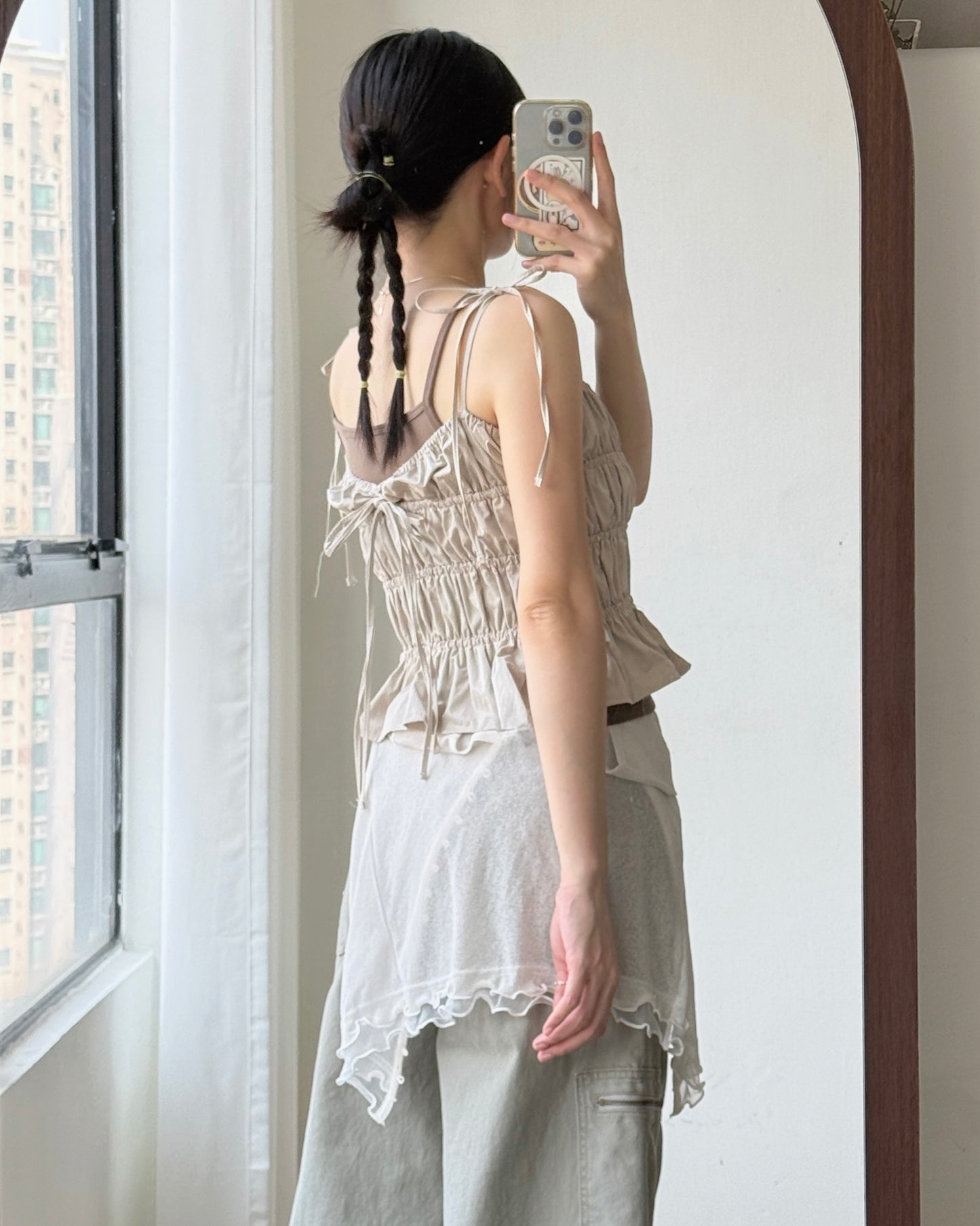 VT321 2way Shirred Layer Vest&Skirt - White | Black | Beige