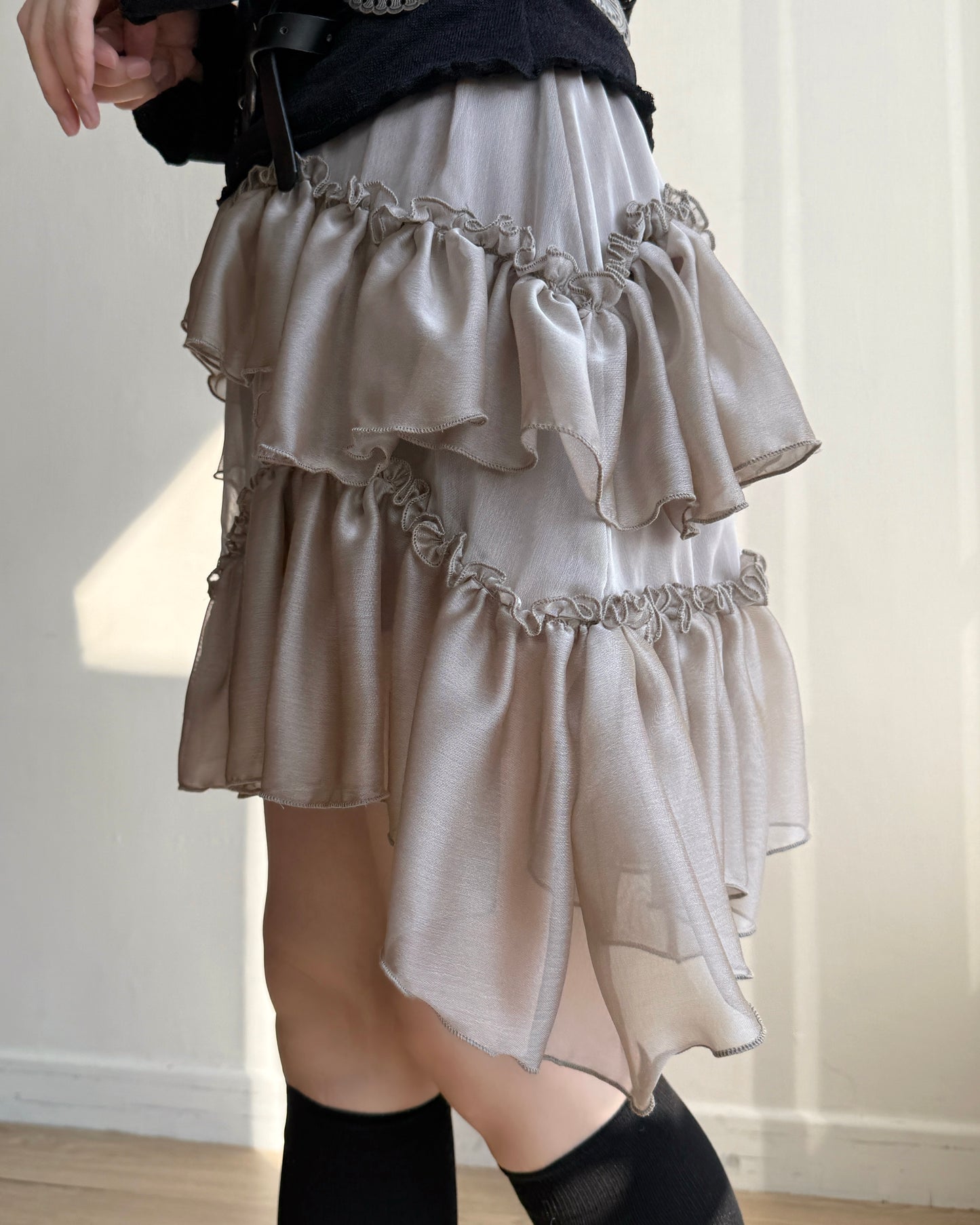 SK210 Cancan Skirt - White | Mocha