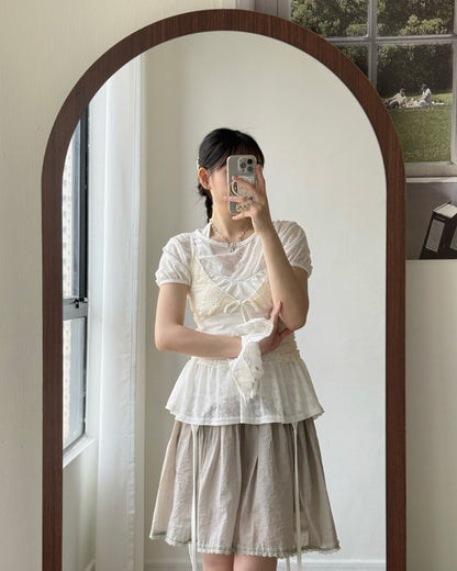 TP595 Star Sheer Blouse - White | Black