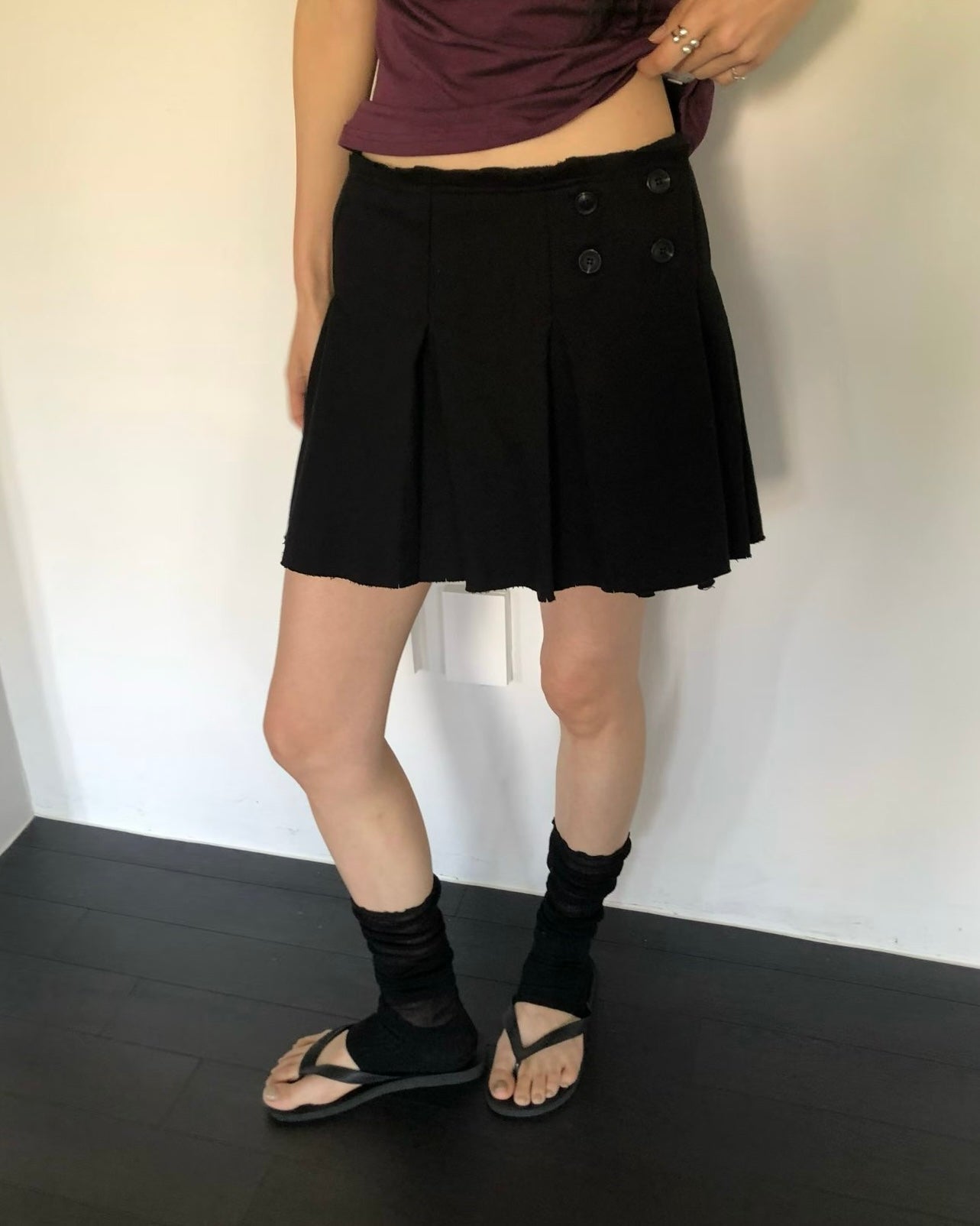 SK220 Pleated Skirt - Gray | Black