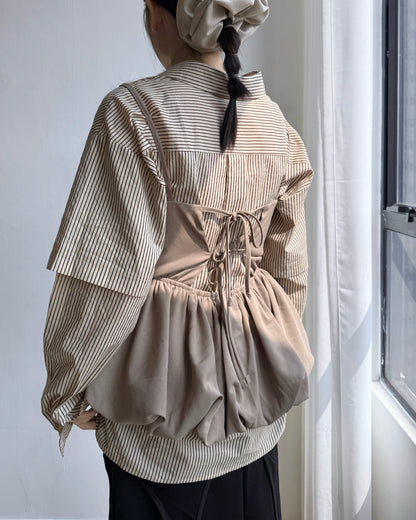 TP551 Layered Shirt - Beige | Navy