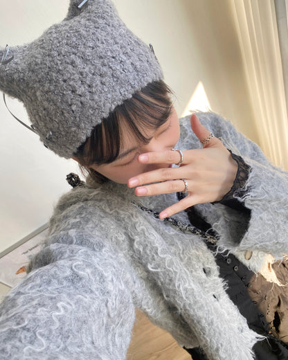 現貨 KA304 Ribbon Cat Hat - Ivory | Gray | Black