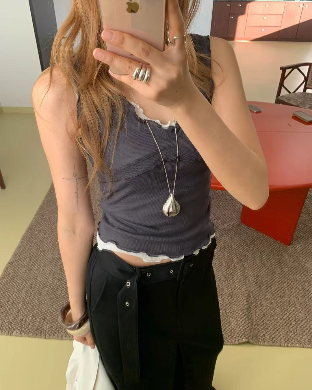 VT277 Ruffle Vest - White | Yellow | Brown | Purple | Charcoal