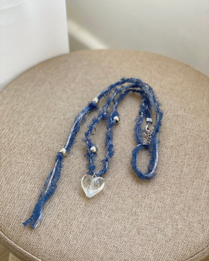 KA342 Heart Necklace - White | Navy