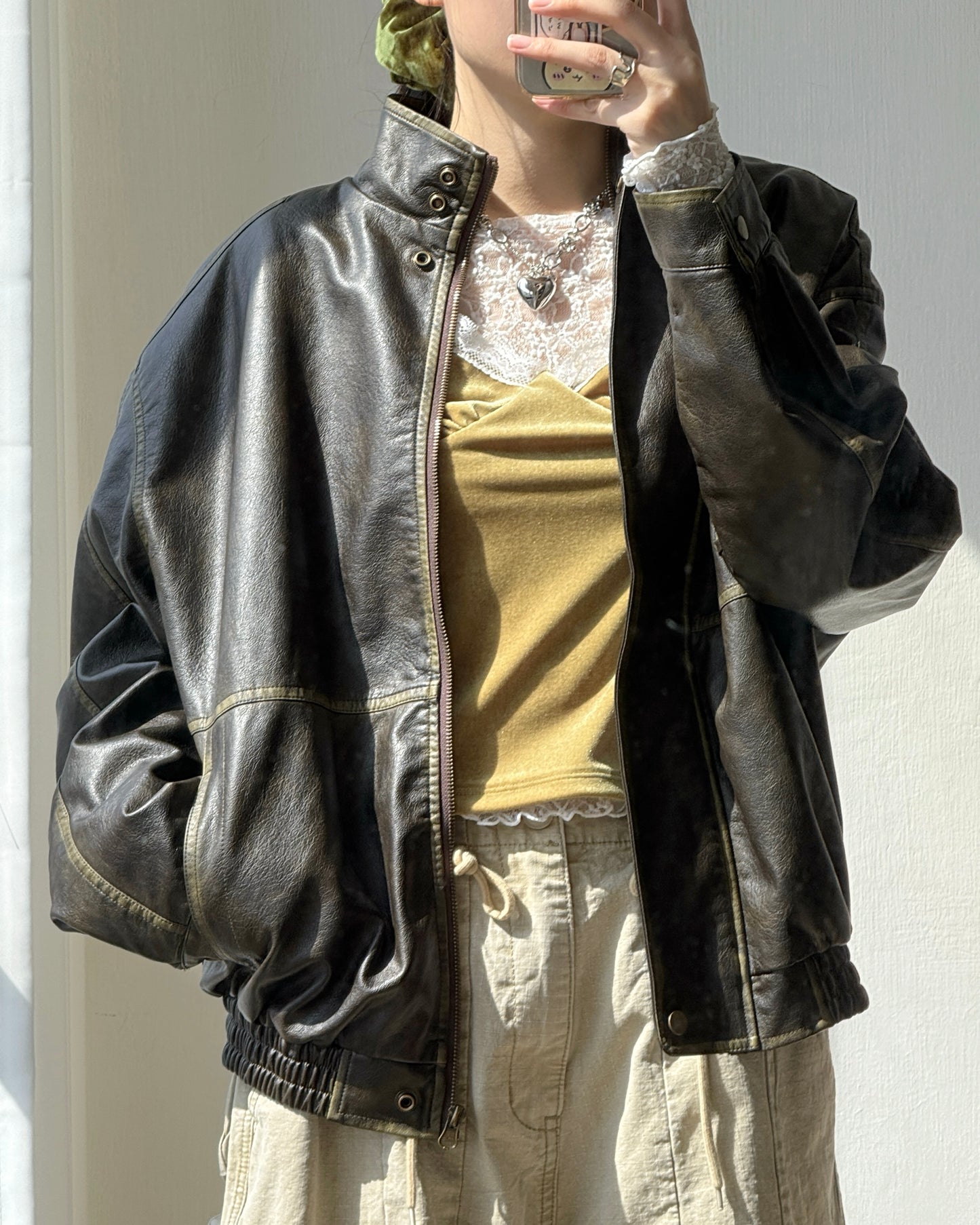 🐏早鳥限定優惠 JK042 Peer Leather Jacket - Dark Brown | Black