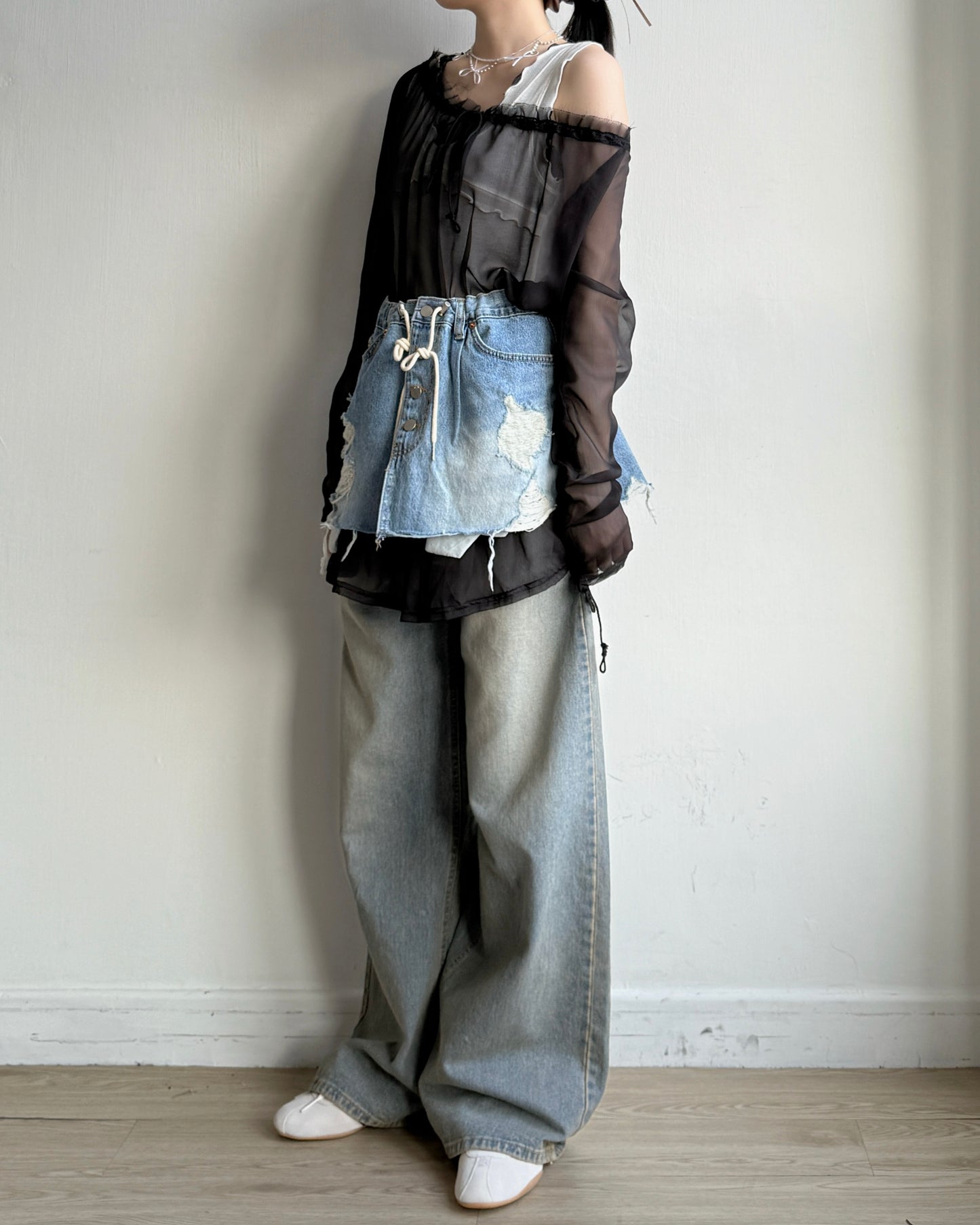 SK217 Denim Layered Skirt