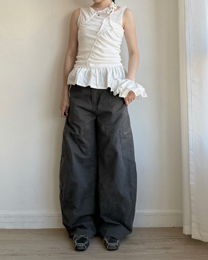PT084 Unisex Banana Cargo Pants - Beige | Charcoal