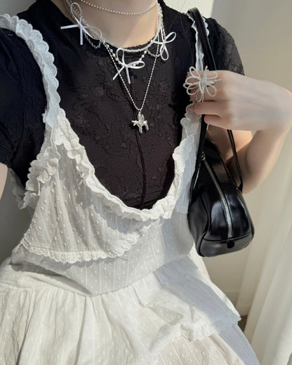 TP579 Floral Lace TEE - White | Black