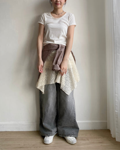 SK188 Lace Skirt - Ivory | Gray