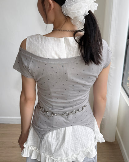 TP543 Star Shirring Top - White | Gray | Black