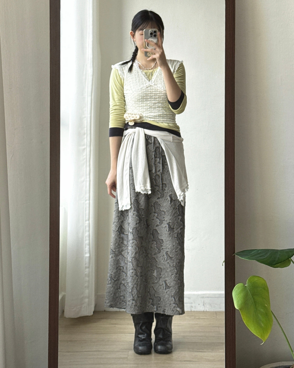 SK230 Textured Maxi Skirt - Beige | Charcoal | Black