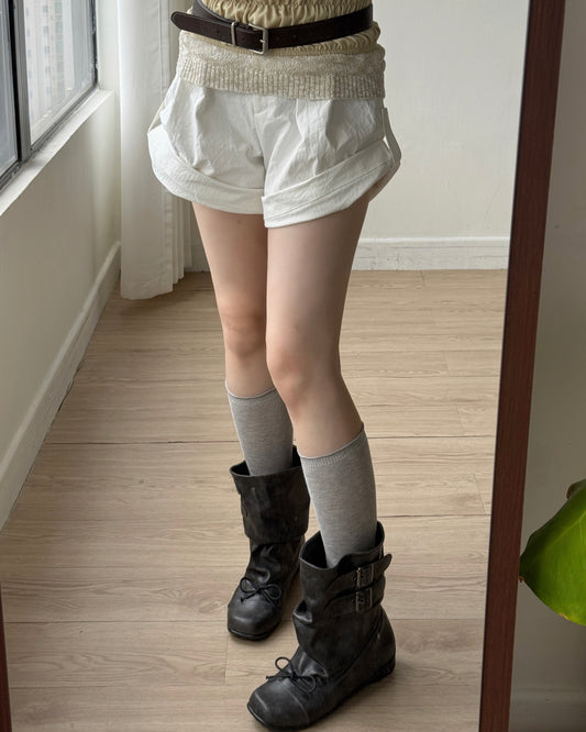 SP021 Roll-up Shorts - White | Black