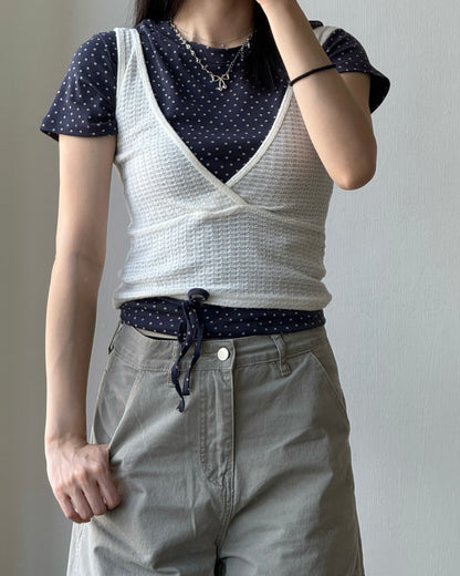 TP601 Floral Top - Gray | White | Navy