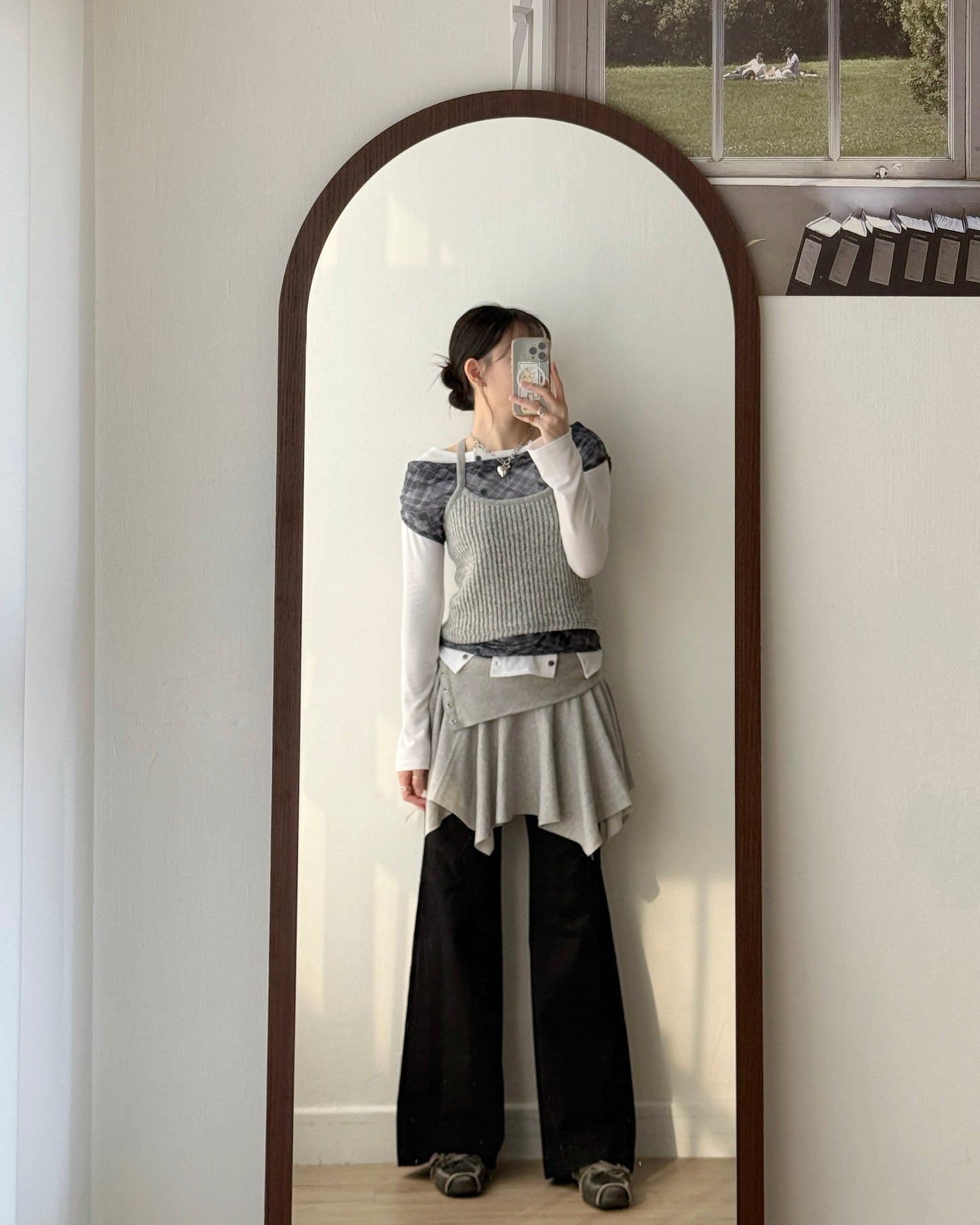 TP569 Folding 2way Skirt / Top - Gray | Black
