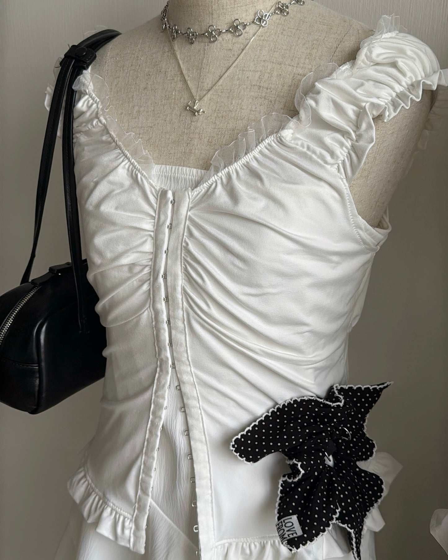 VT324 Frill Ruffle Vest - White | Black