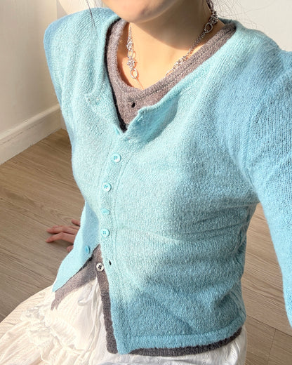 CD057 Alpaca Lily Cardigan - Purple | Turquoise | Gray