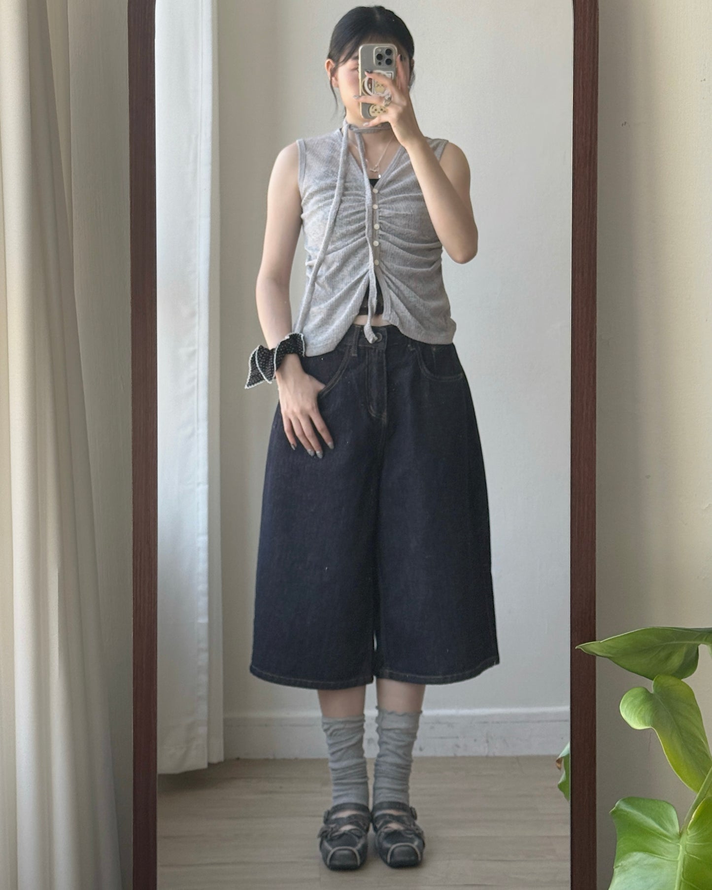 VT312 Ruched Knit Vest - Light Blue | Gray | Black