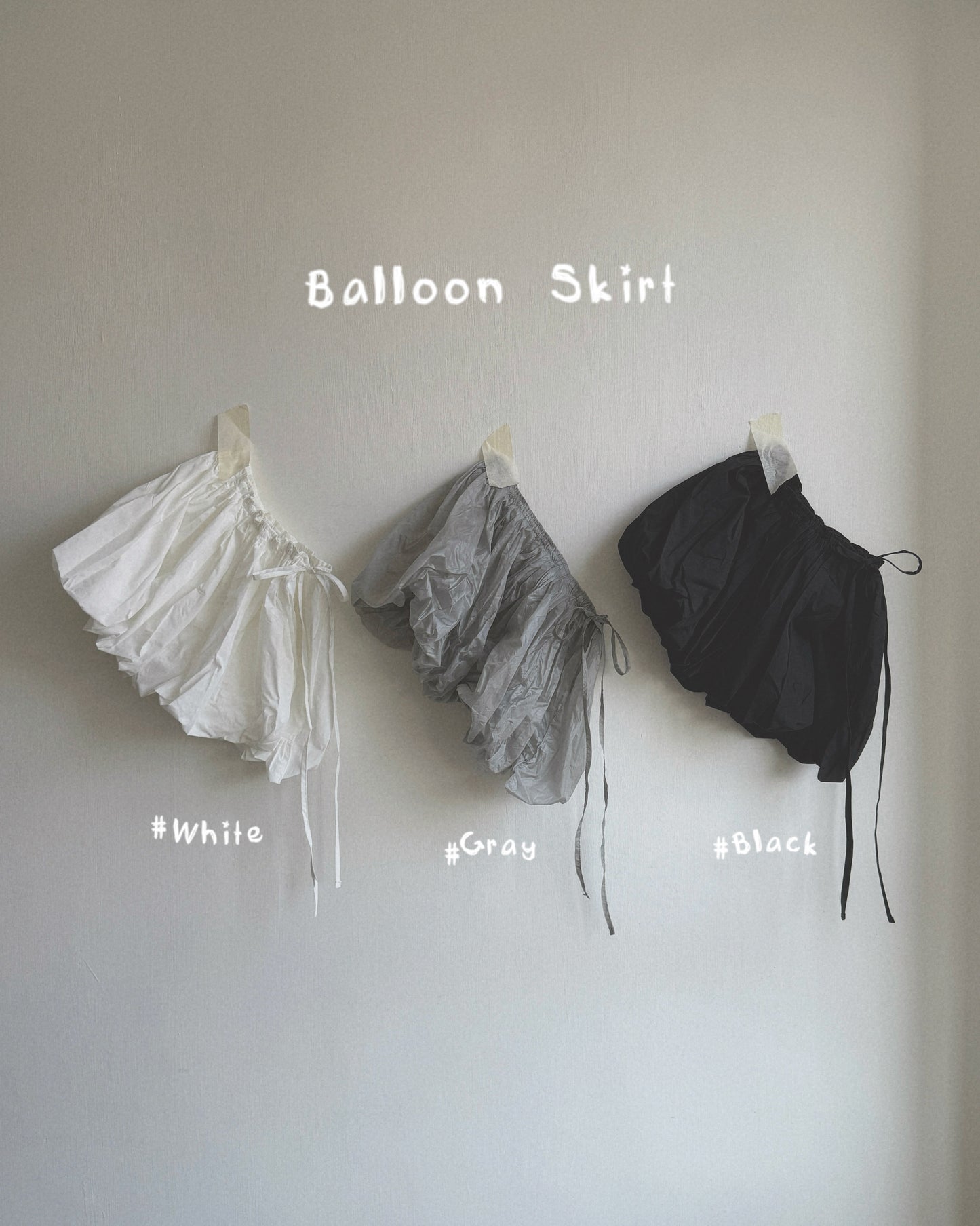 SK221 Balloon Skirt - White | Black | Gray