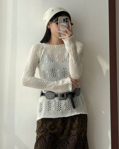 TP567 Ribbed Knit - Ivory | Navy