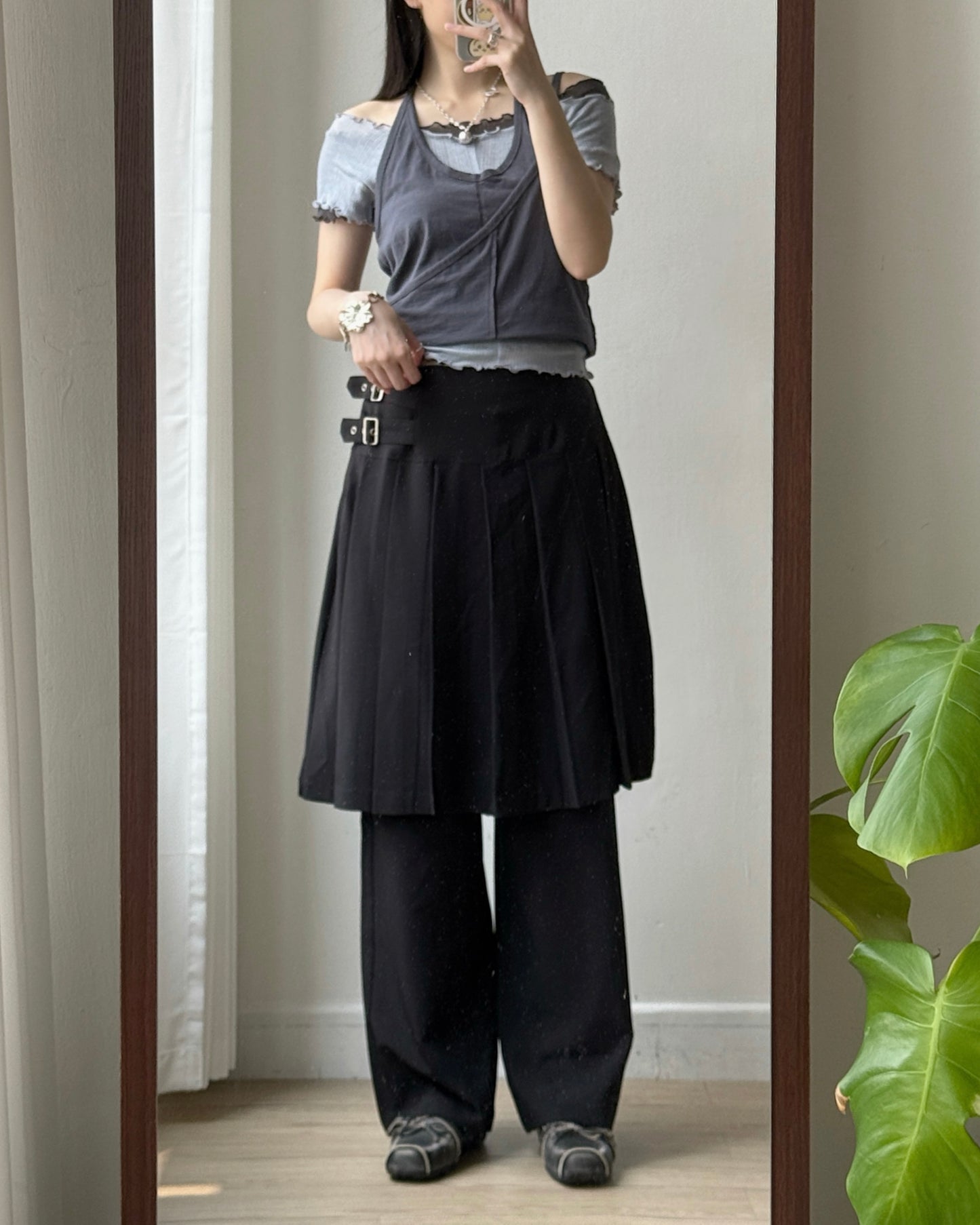 TP581 Ribbed Frill Sleeveless - Blue | White | Charcoal | Gray