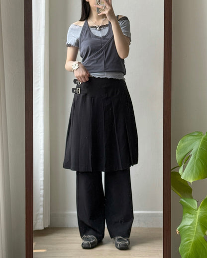 TP581 Ribbed Frill Sleeveless - Blue | White | Charcoal | Gray